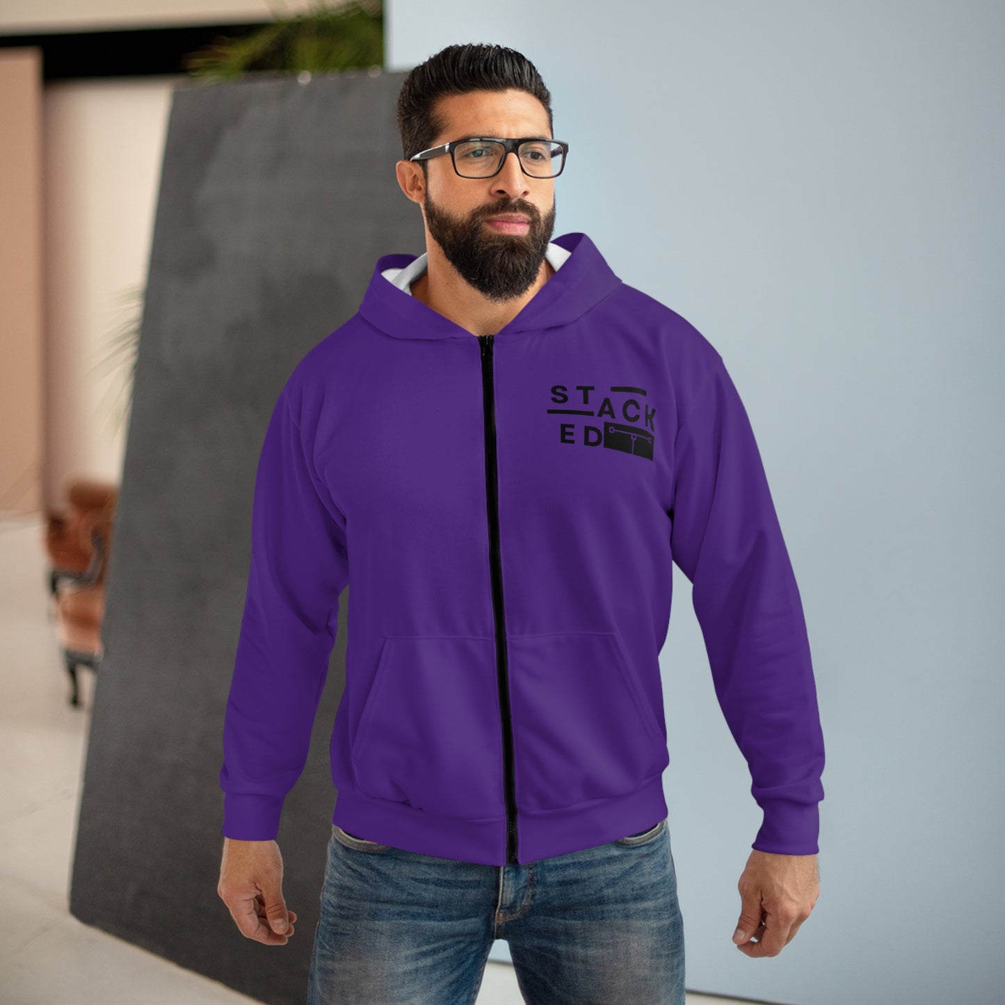 Stacked Tall White Obsidian Zip Hoodie
