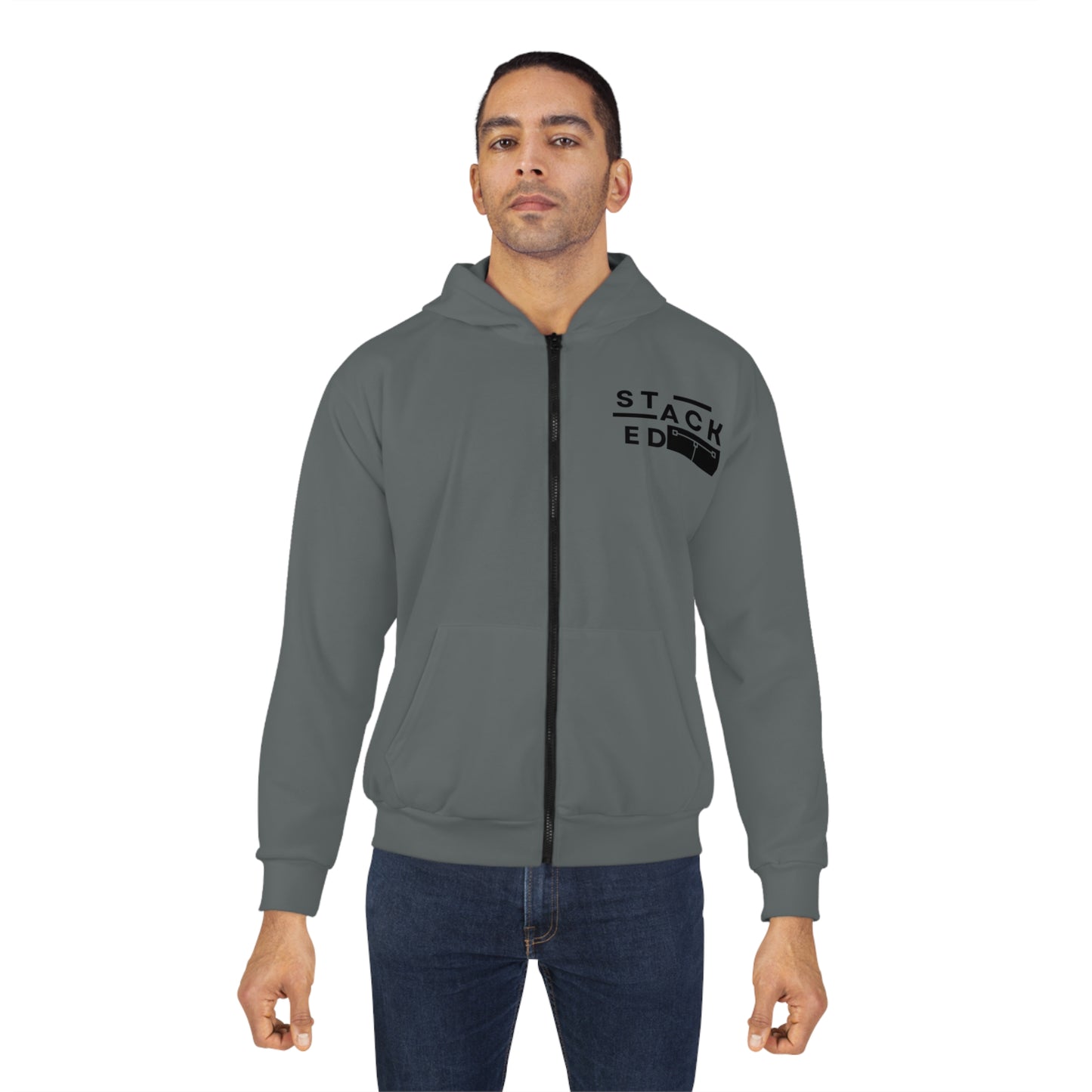 Stacked Tall White Obsidian Zip Hoodie (Dark Gray)