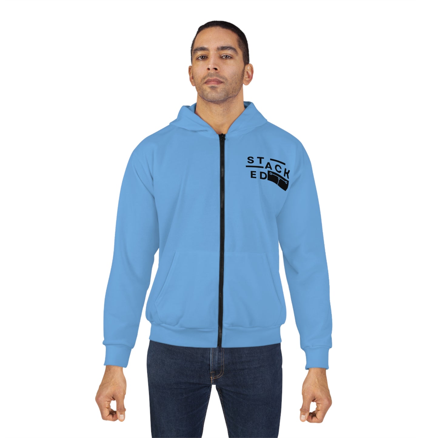 Stacked Tall White Obsidian Zip Hoodie (Light Blue)