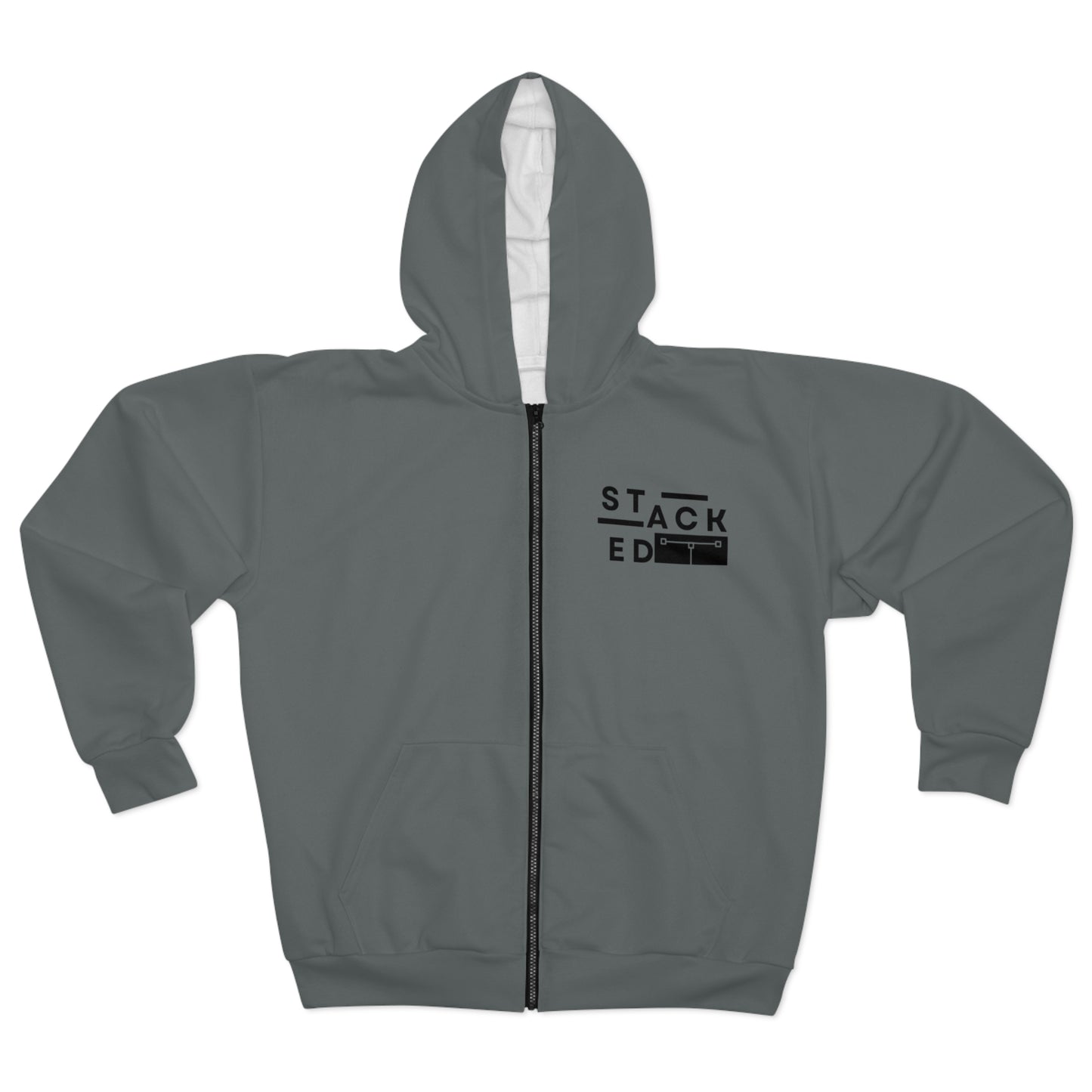 Stacked Tall White Obsidian Zip Hoodie (Dark Gray)