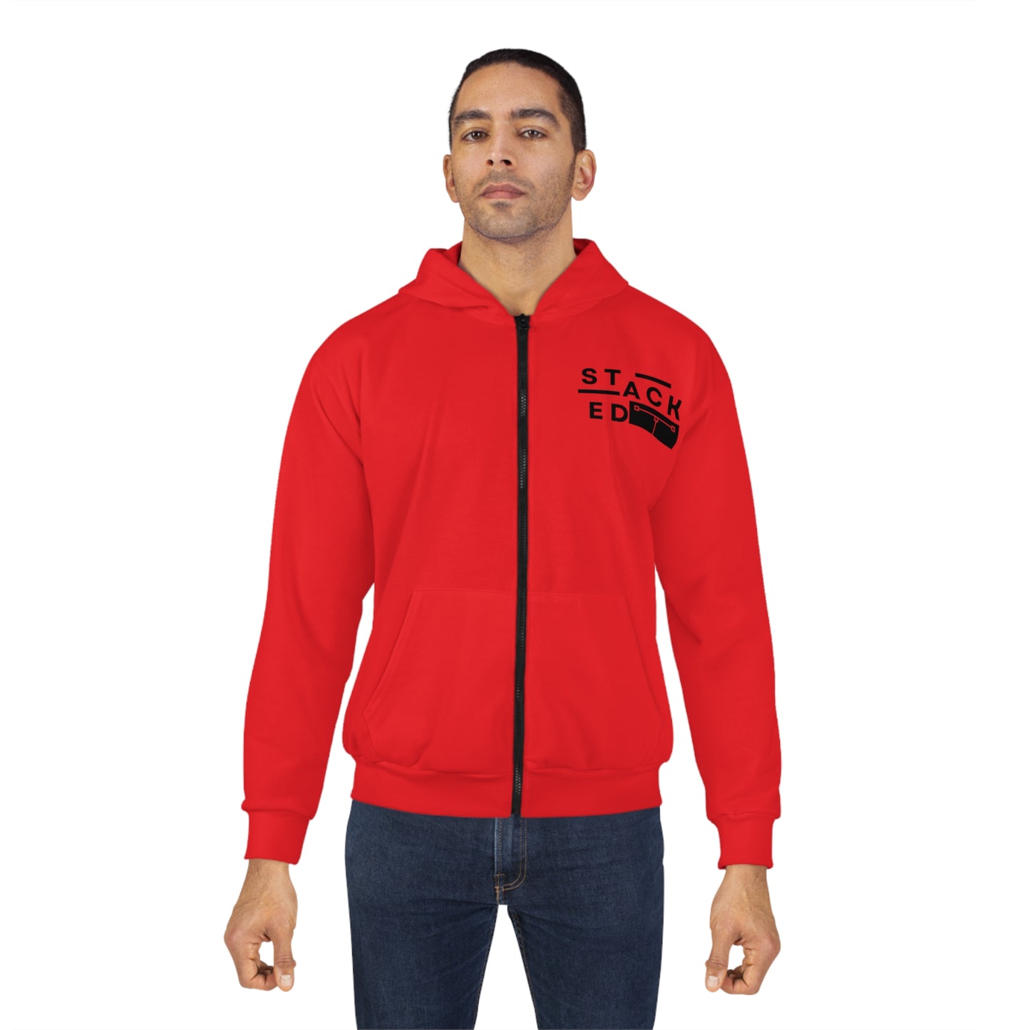 Stacked Tall White Obsidian Zip Hoodie (Red)