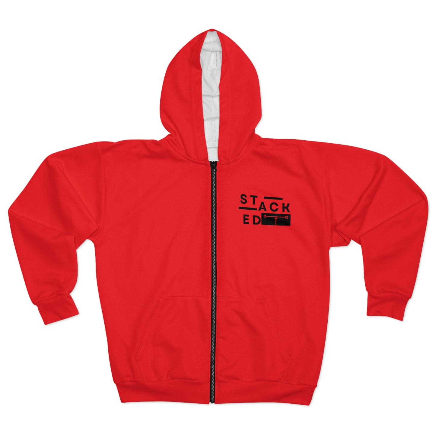 Stacked Tall White Obsidian Zip Hoodie (Red)