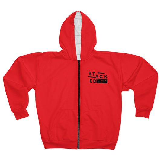 Stacked Tall White Obsidian Zip Hoodie (Red)