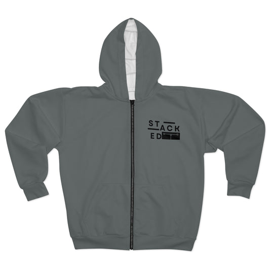 Stacked Tall White Obsidian Zip Hoodie (Dark Gray)